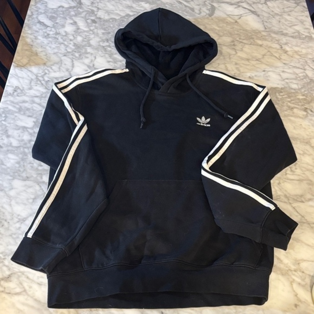 Adidas OG Men's Black Hoodie with White Accents